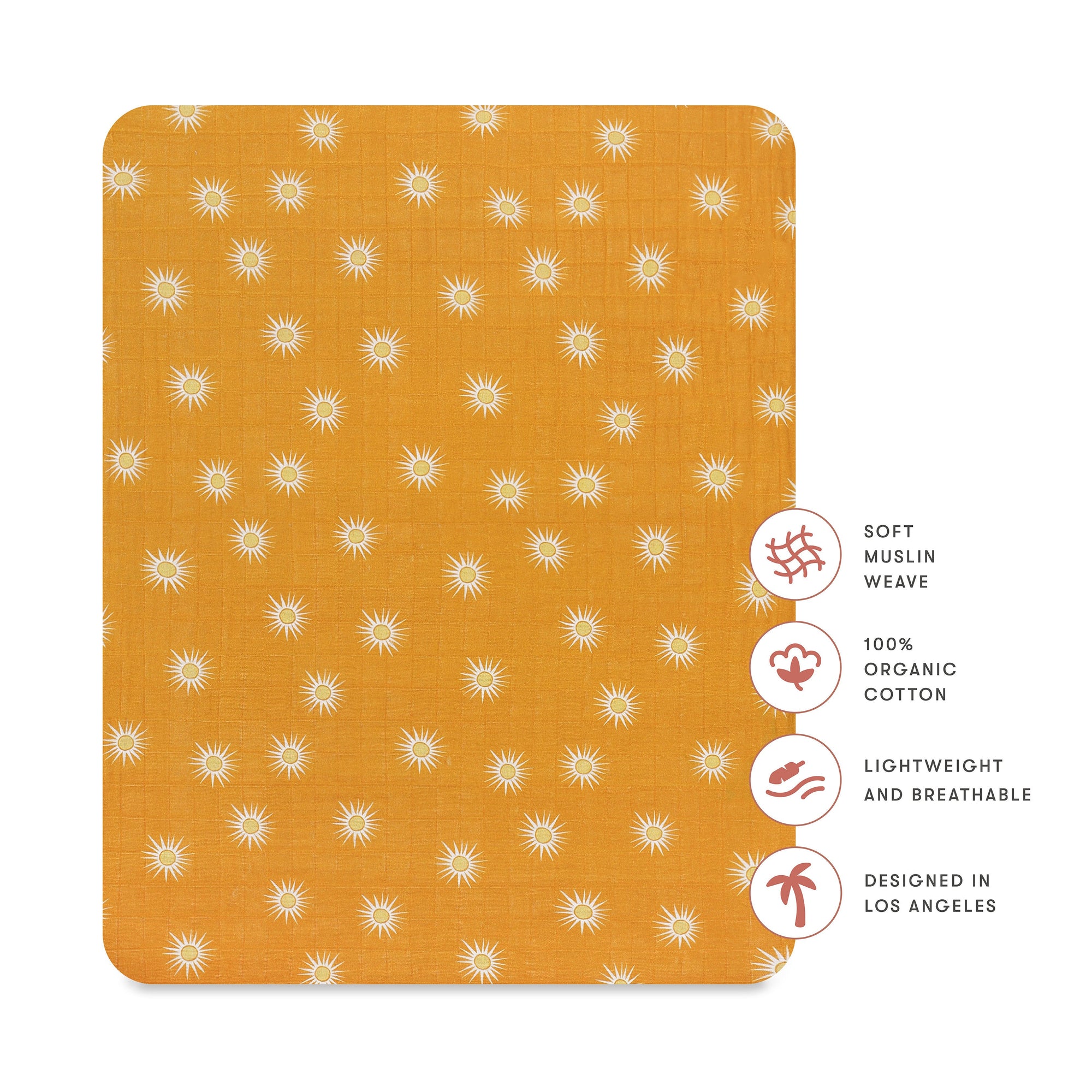 T26933,Babyletto,Golden Hour Muslin All-Stages Midi Crib Sheet in GOTS Certified Organic Cotton