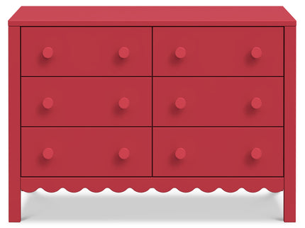 M27826TRD,DaVinci,Sammy Scallop 6-Drawer Dresser in Strawberry Red