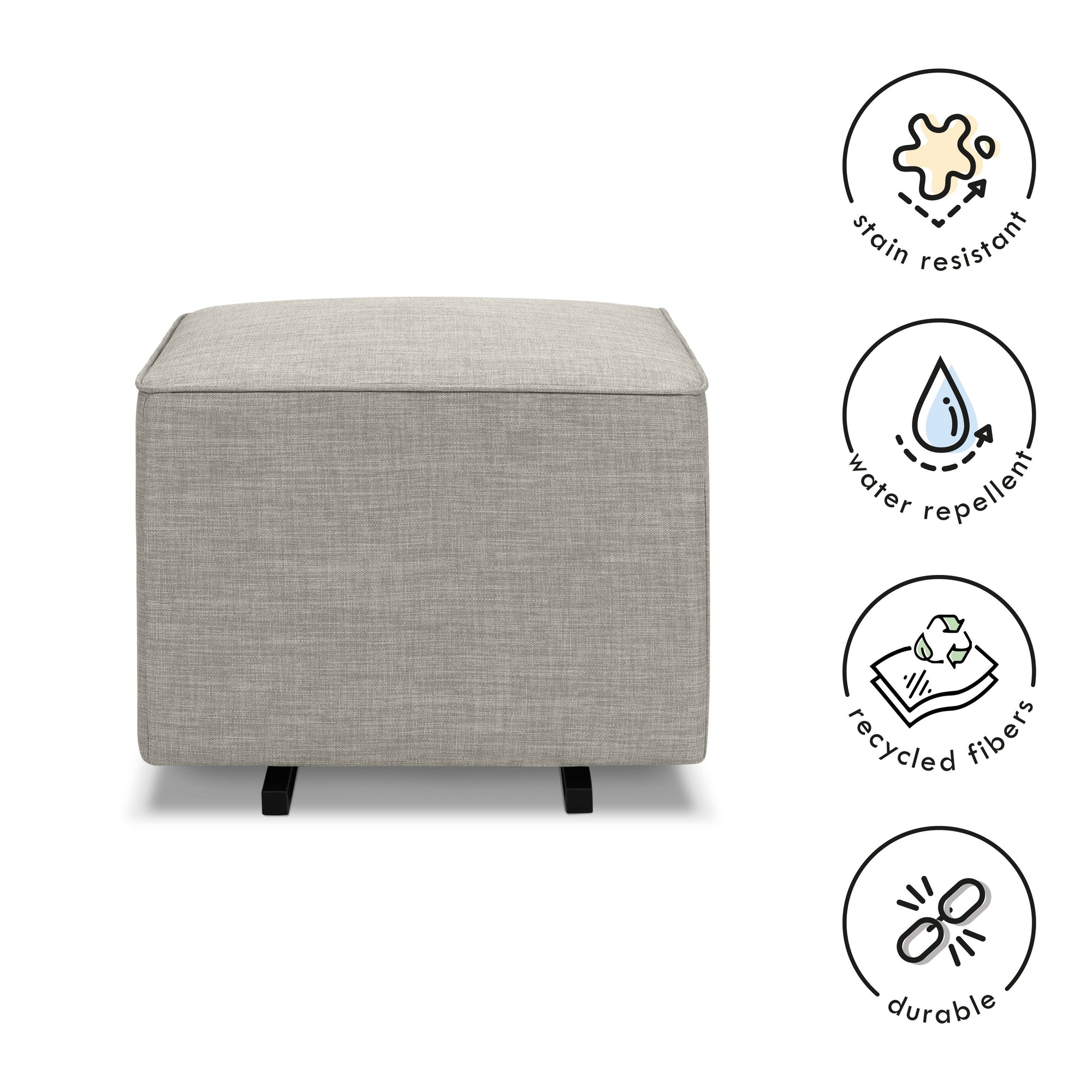 M13985PFTGRY,DaVinci,Davinci Universal Gliding Ottoman in Performance Grey Linen