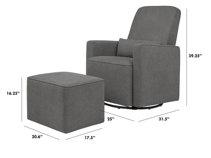 M11687GY,DaVinci,Olive Glider and Ottoman in Dark Grey Finish w/Dark Grey Piping