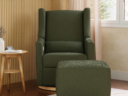 M26385OBLB,Babyletto,Kiwi Gliding Ottoman in Olive Boucle w/ Light Wood Base