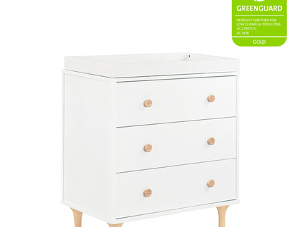 M9023WN,Babyletto,Lolly 3-Drawer Changer Dresser w/Removable Changing Tray in White/Natural