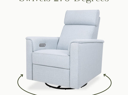 M17186PCET,Namesake,Willa Plus Power Glider Recliner w/ Power Headrest in Performance Blue Chambray Eco-Twill