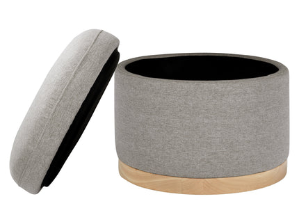 M22885PGEWLB,Babyletto,Naka Storage Ottoman in Performance Grey Eco-Weave w/ Light Wood Base