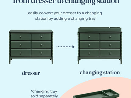 M7326FRGR,DaVinci,Jenny Lind Spindle 6-Drawer Dresser in Forest Green