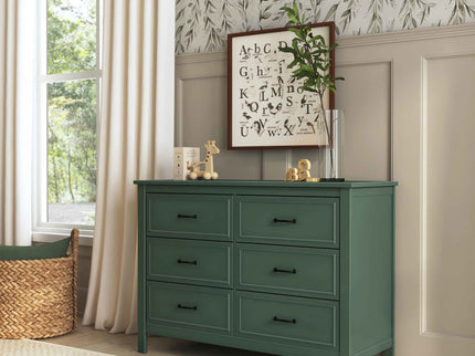 M12826FRGR,DaVinci,Charlie 6-Drawer Double Dresser in Forest Green