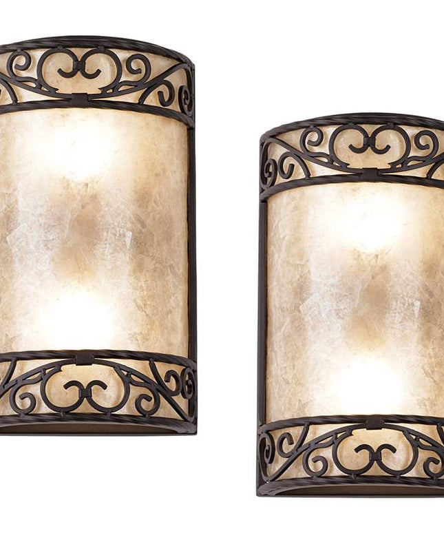 Natural Mica 12 1/2" High Wall Sconce Fixtures Set of 2