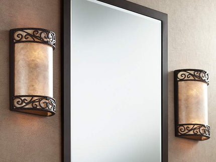 Natural Mica 12 1/2" High Wall Sconce Fixtures Set of 2