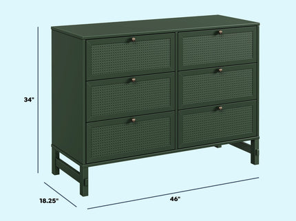 M24926FRGR,DaVinci,Margot 6-Drawer Dresser in Forest Green