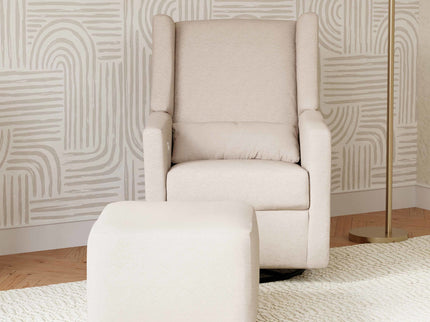 M26385PBEWLB,Babyletto,Kiwi Gliding Ottoman in Performance Beach Eco-Weave w/ Light Wood Base