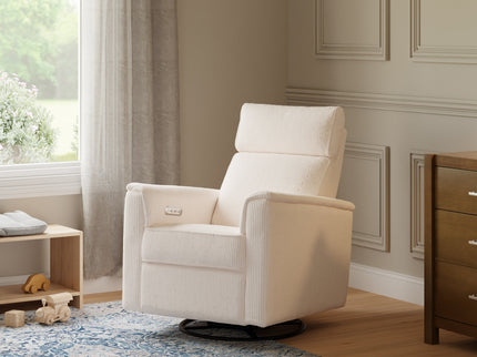 B17186YC,Monogram by Namesake,Willa Plus Power Glider Recliner w/ Power Headrest in Ivory Corduroy