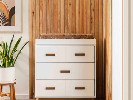 M5823WNL,Babyletto,Scoot 3-Drawer Changer Dresser in White/Natural Walnut Finish