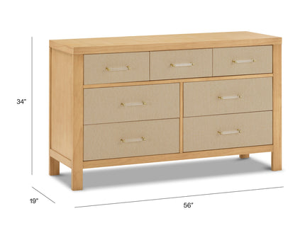 M24816HYPSEW,Namesake,Eloise 7-Drawer Assembled Dresser in Honey & Performance Sand Eco-Weave