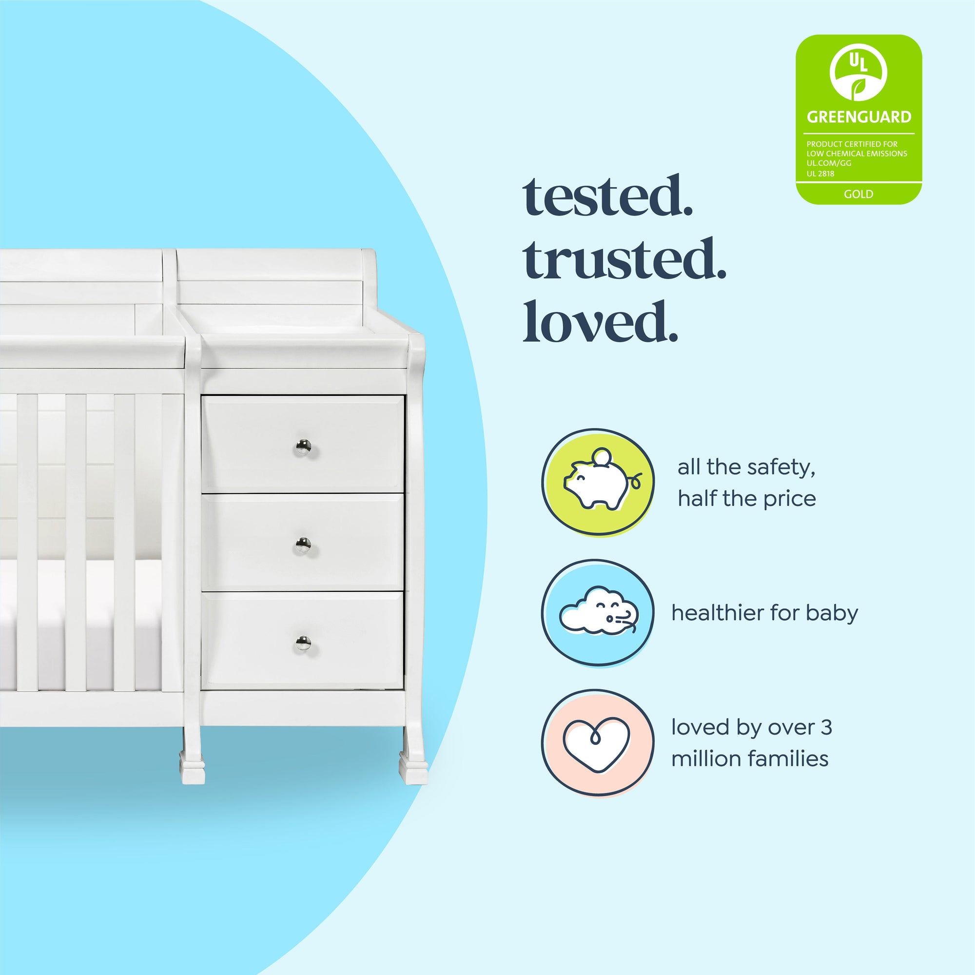 M5582W,DaVinci,Kalani 4-in-1 Convertible Crib & Changer in White