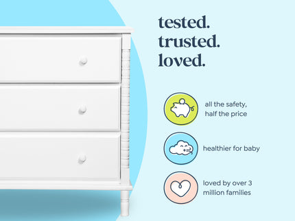 M7323W,DaVinci,Jenny Lind Spindle 3-Drawer Dresser in White