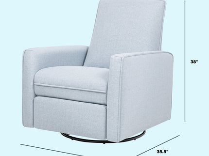 M19387PCET,DaVinci,Penny Swivel Recliner in Performance Blue Chambray Eco-Twill