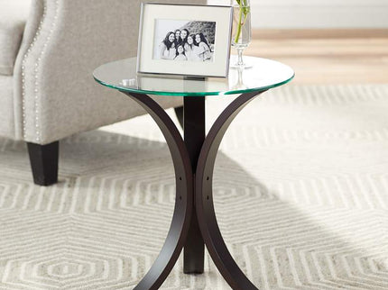 Niles 17 3/4" Wide Bent Wood and Glass Modern Accent Table
