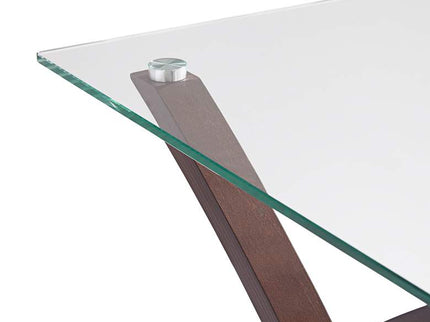 Niles Espresso Wood and Glass Top End Table