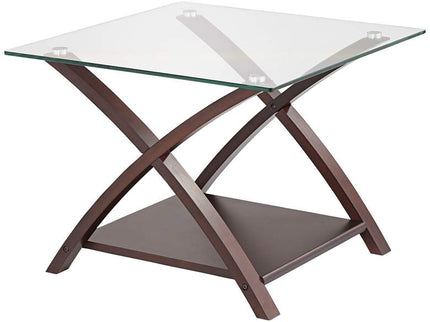 Niles Espresso Wood and Glass Top End Table