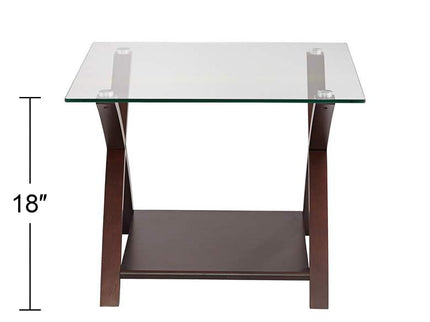 Niles Espresso Wood and Glass Top End Table