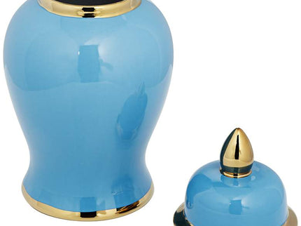 Nirvana Shiny Turquoise Porcelain Ginger Jar with Lid