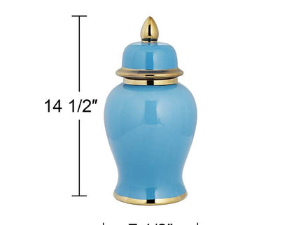 Nirvana Shiny Turquoise Porcelain Ginger Jar with Lid