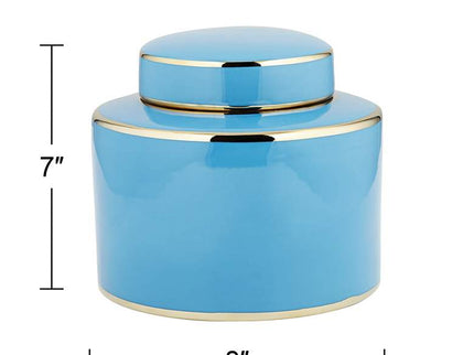 Nirvana Shiny Turquoise Porcelain Round Jar with Lid