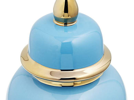 Nirvana Turquoise and Gold 2-Piece Porcelain Jar Set with Lids