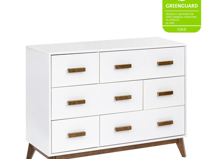 M5826WNL,Babyletto,Scoot 6-Drawer Dresser in White/Natural Walnut