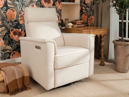 M17182PCMEW,Namesake,Willa Pro Power Glider Recliner w/ Power Lumbar in Performance Cream Eco-Weave