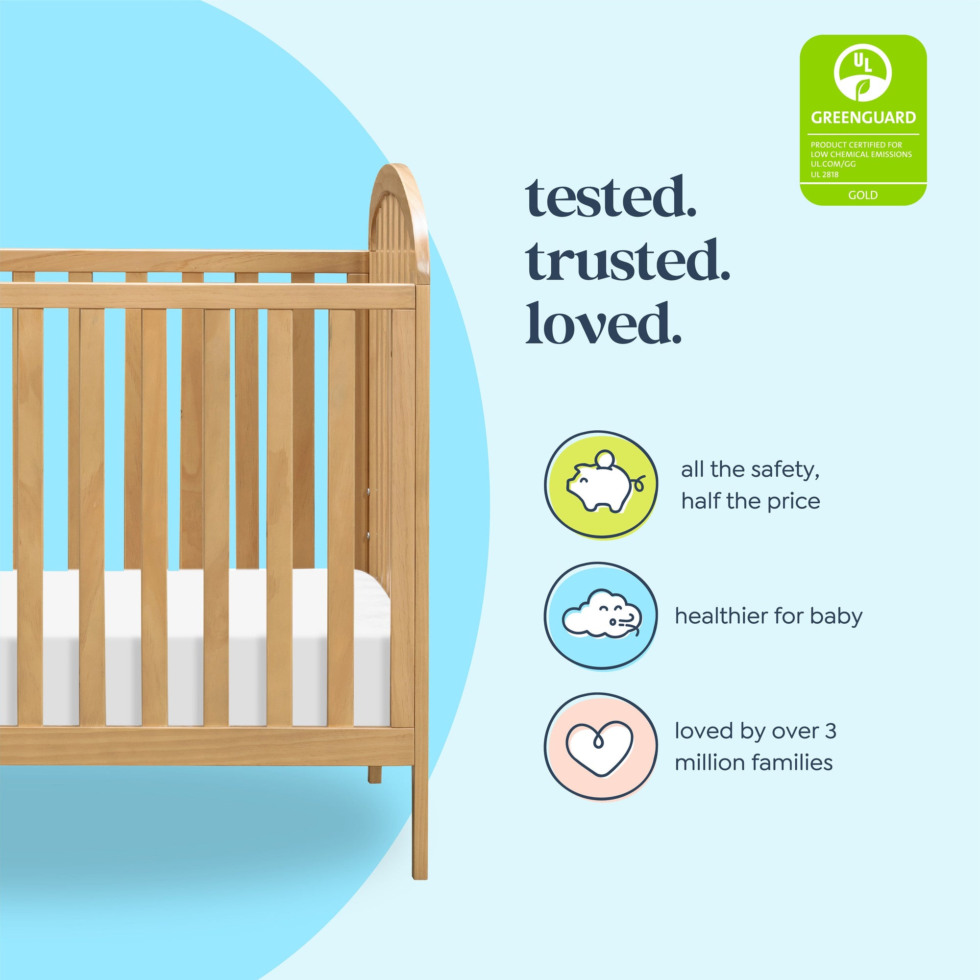M23901HY,DaVinci,Beau 3-in-1 Convertible Crib in Honey