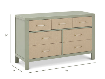 M24816FSPSEW,Namesake,Eloise 7-Drawer Assembled Dresser in French Sage and Performance Sand Eco-Weave
