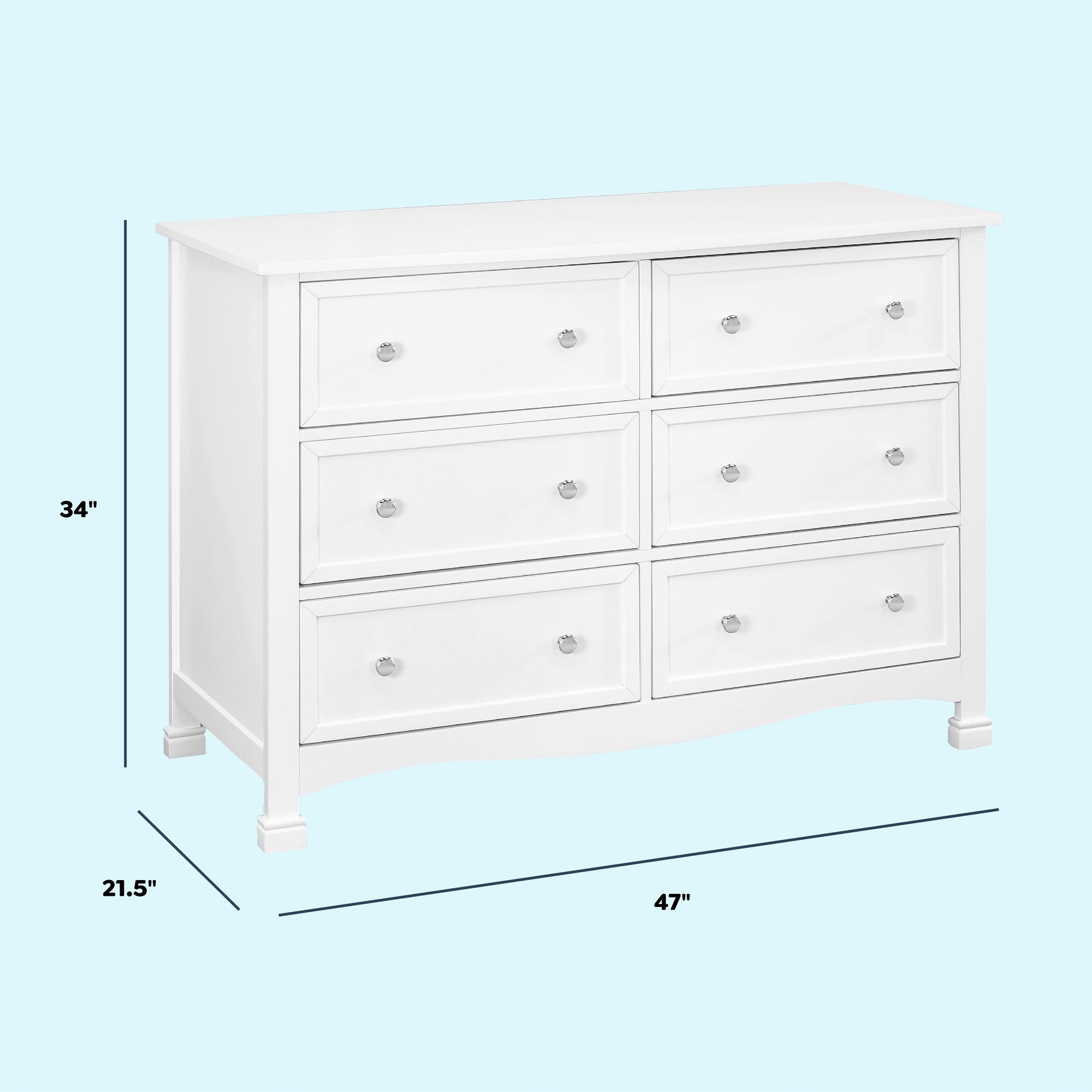 M5529W,DaVinci,Kalani 6-Drawer Double Wide Dresser in White Finish