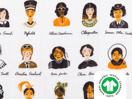 T28436,Babyletto,Women In History Muslin Mini Crib Sheet in GOTS Certified Organic Cotton