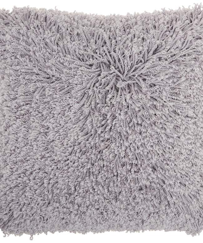 Nourison Gray Curly Shag 20" Square Indoor Throw Pillow