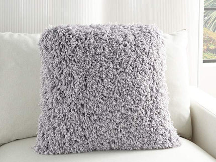 Nourison Gray Curly Shag 20" Square Indoor Throw Pillow