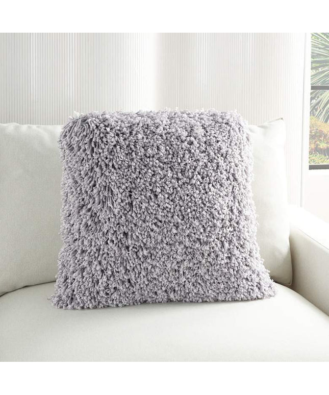Nourison Gray Curly Shag 20" Square Indoor Throw Pillow