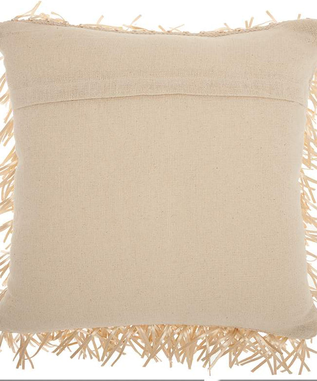 Nourison Shag Cream Metallic Ribbon 20" Square Throw Pillow