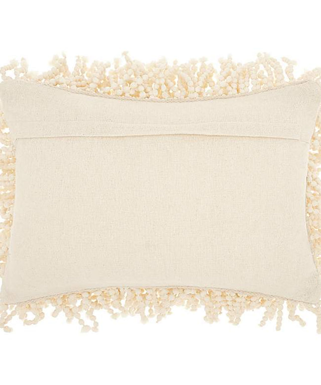 Nourison Shag Ivory Skinny Fugga 20" x 14" Throw Pillow