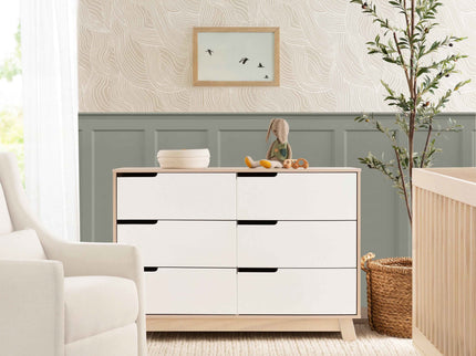 M4216NXW,Babyletto,Hudson 6-Drawer Double Dresser  Assembled in Washed Natural and White