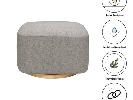 M26385PGEWLB,Babyletto,Kiwi Gliding Ottoman in Performance Grey Eco-Weave w/ Light Wood Base
