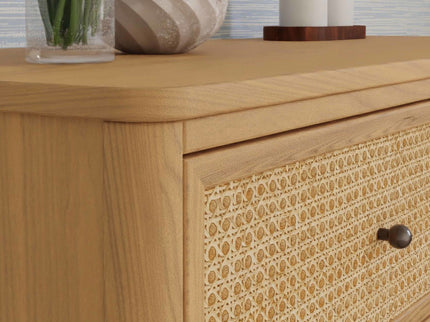 M23716HYHC,Namesake,Marin with Cane 6 Drawer Assembled Dresser in Honey and Honey Cane