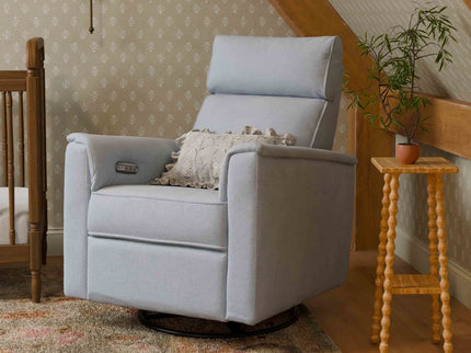 M17186PCET,Namesake,Willa Plus Power Glider Recliner w/ Power Headrest in Performance Blue Chambray Eco-Twill