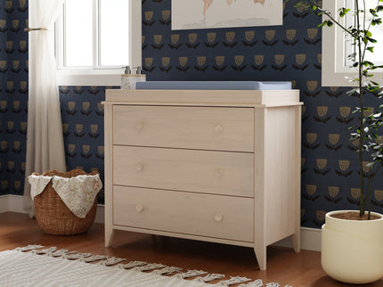 M10323NXW,Babyletto,Sprout 3-Drawer Changer Dresser in Washed Natural and White