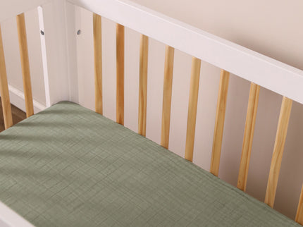 T29736MCA,Babyletto,Matcha Muslin Mini Crib Sheet in GOTS Certified Organic Cotton