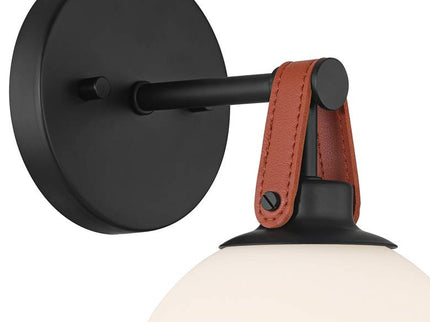 Nubuck 10 1/2" High Black and Brown Leather Wall Sconce Set of 2