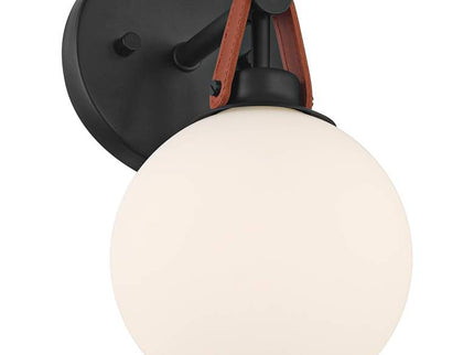 Nubuck 10 1/2" High Black and Brown Leather Wall Sconce Set of 2