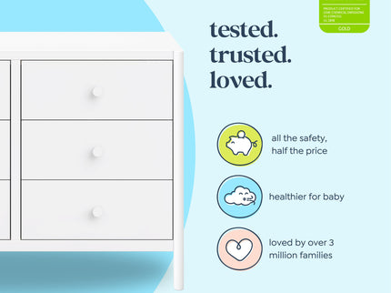 M25126W,DaVinci,Birdie 6-Drawer Dresser in White