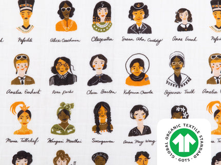 T28435,Babyletto,Women In History Muslin Crib Sheet in GOTS Certified Organic Cotton