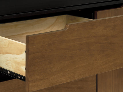 M4223BNL,Babyletto,Hudson 3-Drawer Changer Dresser w/Removable Changing Tray in Black/Natural Walnut
